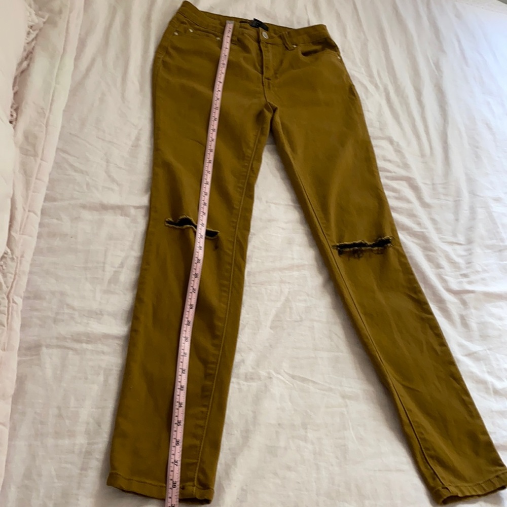 High waist knee tear skinny pants
